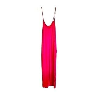 Pocketed Maxi Dress Magenta -Slip Dress Casual Summer Dress With Pockets Size L